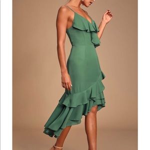 High-Low Raffled Maxi Dress